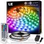 LE 65.6ft LED Strip Lights, Ultra-Long RGB 5050 LED Strips with Remote Controller and Fixing Clips, Color Changing Tape Light with 12V ETL Listed Adapter for Bedroom, Kitchen, Room, Bar(32.8FTX 2)