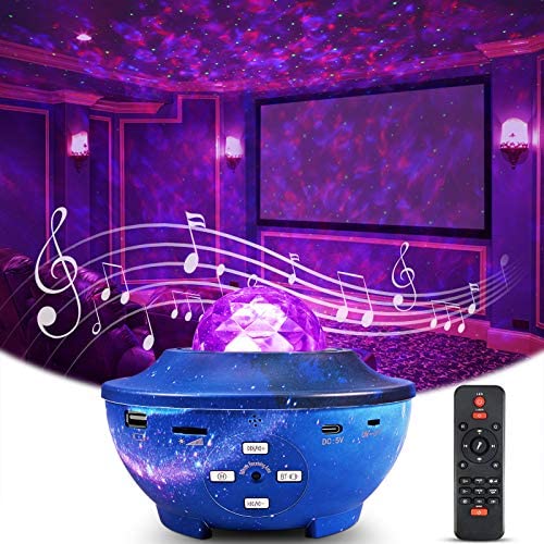 Star Projector Night Light, Delicacy Galaxy Projector Ocean Wave Starry Sky Projector with Bluetooth Speaker,Rotating LED Nebula Cloud Light for Kids Adults Bedroom Decoration - Blue