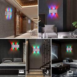 LIGHTESS Modern Wall Sconce with Remote, Dimmable Wall Lamps Color Changing, 24W RGB Indoor Wall Lighting, Silver Brushed Hardwired Wall Lamp for Bedroom Hallway Home Theater