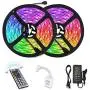 LUNSY RGB LED Light Strips with RF Remote, 32.8ft, Waterproof IP65,SMD 5050,Dimmable LED Flexible Strip Light for Interior, living room, bedroom, etc.