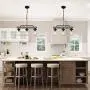 Mason Jar Lighting, Farmhouse Chandelier in Rustic Faux Wood Metal Finish with Glass Shades, Linear Pendant Lighting for Kitchen Island, L22 x H19.5''