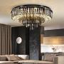 LITFAD Smoke Gray Crystal Flush-Mount Light Modern LED Bedroom Ceiling Light Modern Art Deco Chandelier Pendant Light for Dining Room Living Room Hotel - 19.5'' (50 cm) Wide