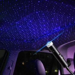 Star Projector Night Light, Booreina Adjustable Sound Activated USB Night Light, Violet Blue Interior Car Lights, Romantic Auto Roof Ceiling Lamp for Bedroom, Car, Ceiling and Party Decoration