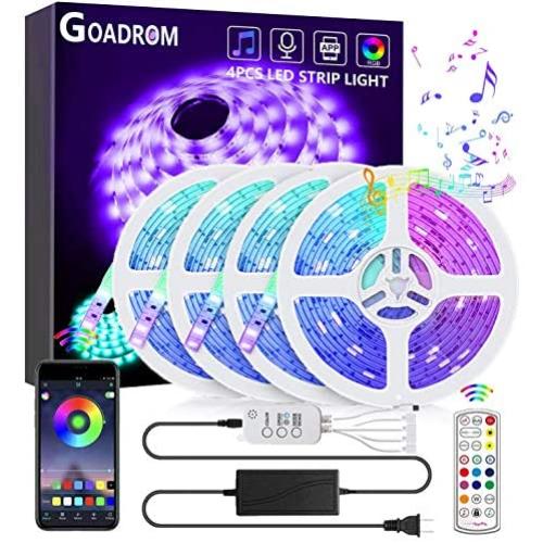 65.6FT/20M LED Strip Lights, GOADROM RGB LED Light Strip Music Sync RGB LED Strip,5050 SMD Color Changing LED Strip Light Bluetooth Controller+24 Key Remote LED Lights for Bedroom Home Party(4x16.4T)…