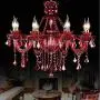 LAKIQ Crystal Modern Chandelier Lighting Fixtures Living Room Bedroom Hanging Pendant Light Candle Candelabras Shape Length Adjustable for Dining Room (Red, 6 Lights)