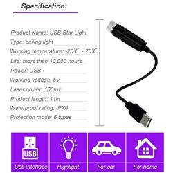 Star Projector Night Light, BAILONGJU Auto Roof Lights, Adjustable Romantic Violet Blue Interior Car Lights, Portable USB Night Light Decorations for Car, Ceiling, Bedroom