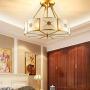 LITFAD Brass Flower Semi Flush Ceiling Light 4 Lights Contemporary Elegant Style Glass LED Ceiling Lamp Modern Ceiling Hanging Light Pendant Lighting for Bedroom Living Room Dining Room Hotel - 18''