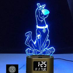 Scooby Doo Figure Cute Cartoon Dog Baby Nightlight Colorful Touch Sensor Kids Bedroom Bedside Table 3D Lamp Led Night Light (7 Colors Alarm Clock)