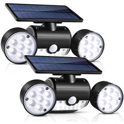 Solar Lights Outdoor, UNIFUN 30 LED Waterproof Solar Powered Wall Lights with Dual Head Spotlights 360-Degree Rotatable Solar Motion Security Night Lights for Outdoor Pation Yard Garden (Pack 2)