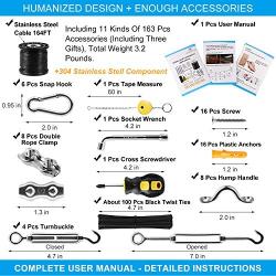 String Light Hanging Kit with 164 Ft Nylon Coated Stainless Steel 304 Wire Rope, String Lights Suspension Kit Included Enough Accessories, Use Manual,Free Gifts,Humanized Collocation,Easy to Install