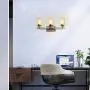 Sivilynus Gold Bathroom Light Fixture, 3 Lights Brushed Brass Sconces Wall Lighting Rustic Vanty Lights for Bathroom Lights Over Mirror with Clear Glass Shade Dining Room