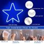 Star Neon Light Sign - Blue LED Neon Sign Wall Decor Lamp Powered by 3 AA Battery/USB Charging, Star Neon Night Light Sign for Bedroom, Kids Room, Christmas, Wedding, Birthday Party Decor