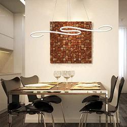 LED Pendant Light Modern Dimmable 72W 1 Linear Chandelier LED Acrylic Pendant Chandeliers Lighting Contemporary Dining Table Entry Kitchen Island with Remote Hanging Light (White)