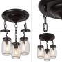 LALUZ Flush Mount Light Fixture, Mason Jar Lights for Kitchen, Dining Room, Oil Rubbed Bronze, L11.8'' × W11.8'' ×H13”