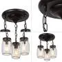 LALUZ Flush Mount Light Fixture, Mason Jar Lights for Kitchen, Dining Room, Oil Rubbed Bronze, L11.8'' × W11.8'' ×H13”