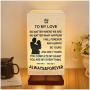 Engraved Bedside Table Lamp for My Love - Personalized Fabric Wooden Desk Lamp for Bedroom Living Room Office Study - Perfect for Valentines Christmas Gift for My Lover