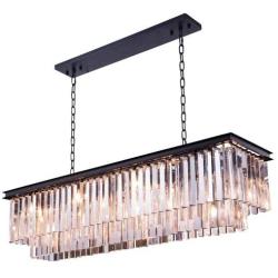 Saint Mossi Modern K9 Clear Crystal Bar Rectangle Raindrop Chandelier Lighting LED Ceiling Light Fixture Pendant for Dining Room Bathroom Bedroom Livingroom 8 E12 Bulbs Required H10'' X L34''X W14''