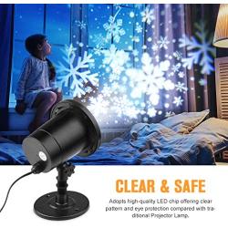 Snowfall LED Light Projector, Christmas Snowflake Rotating Projector Waterproof White Snow for Outdoor Decorations Lighting Halloween Wedding Party Garden Landscape New Year