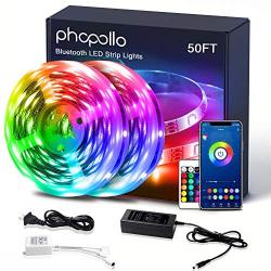 Led Lights Bluetooth Color Changing RGB Lighting 50ft Led Strip Lights Sync to Music with App Controller