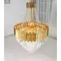 LITFAD 5-Tier Crystal Hanging Chandelier Modern Design Metal Chandelier Pendant Light LED Ceiling Hanging Light in Gold for Living Room Dining Room Bedroom Restaurant