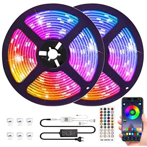 LED Strip Lights Music sync APP Control,Waterproof Flexible RGB LED Strip Lights 32.8ft Color Changing Rope Lights LED Tape Lights Neon Mood Lights Room Bedroom