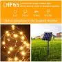 IDEAALS 2-Pack Solar String Lights Outdoor, IP65 Waterproof 200LED Outdoor Fairy Lights with 8 Modes, Twinkle Lights for Garden Yard Patio Christmas Home Party (Warm White)