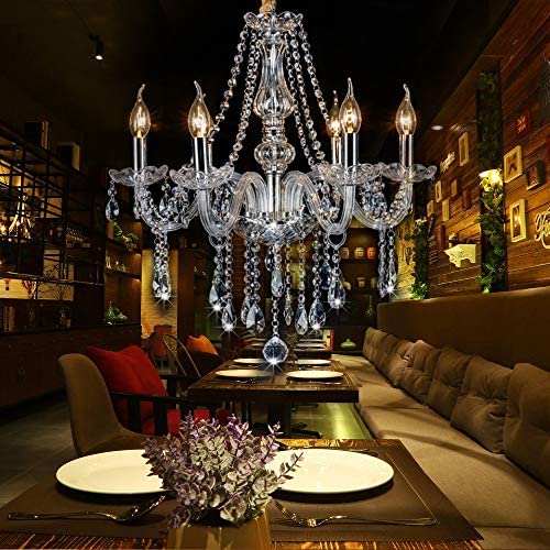 SEFINN FOUR Candle Shape Crystal Lamp Ceiling Light Fixture Pendant Chandelier 21 X 27 inch 6 Bulbs