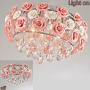 MoreChange 19.5inch Crystal Ceiling Light Fixtures Flush Mount Ceramic Rose Flowers, Chandelier Pendant Lighting with 5-Light E14 Socket for Living / Dining Room Bedroom Girl Room