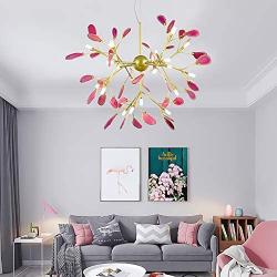 CCSUN Creative Color Chandelier, Nordic Modern Firefly Ceiling Light Sputnik Pendant Light G4 Agate Decoration Fixtures for Living Room Dining Room-e 24in