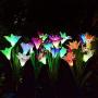Wohome Outdoor Solar Garden Stake Lights,3 Pack Solar Powered Lights with 12 Lily Flower, Multi-Color Changing LED Solar Landscape Lighting Light for Garden, Patio