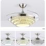 BIGBANBAN 42 Inch Crystal Ceiling Fan with Lights and Remote,Modern Chandelier with Retractable Blade,LED Ceiling Fan for Dining Room (Sliver)