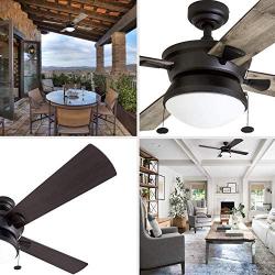 Prominence Home 50345-01 Auletta Outdoor Ceiling Fan, 52” ETL Damp Rated 4 Blades, LED Frosted Contemporary Light Fixture, Matte Black