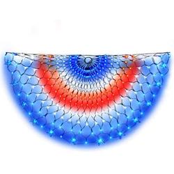 Semicircle lamp American flag lights, 243 LED lights, indoor and outdoor available, outdoor lighting, Christmas, garden, party, and so on, Waterproof LED lights, energy saving, energy-saving, low volt