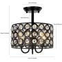 HMVPL 3-Light Crystal Ceiling Lamp, Modern Semi Flush Mount Pendant Lighting Fixtures for Kitchen Island Dining Room Foyer Hallway Entryway Farmhouse Closet