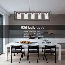 VINLUZ 5-Light Kitchen Island Chandeliers Oil Rubbed Bronze Modern Linear Cage Pendant Lighting with Clear Glass Shades Farmhouse Ceiling Light Fixtures Hanging for Dining Room Living Room