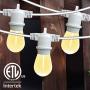 YVETTE 49Ft LED Outdoor String Lights, Waterproof 16 E26 Sockets and 17 S14 Edison Vintage Bulbs(1 Spare), ETL Approved, 2700K Warm White LED Light String for Patio Wedding (White)