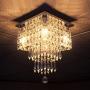 FRIXCHUR Mini Crystal Chandelier Modern Raindrop Ceiling Lighting Flush Mount Pendant Light Fixture for Bedroom Living Room Hallway Dining Room,E12 x 4 Lights