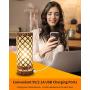 Touch Lamp Control Crystal Table Lamp 3-Way Dimmable Bedside Nightstand Desk Lamps with Dual USB Charging Ports,Small Decorative Lampshade Night Light for Bedroom Living Room, Bulb Included