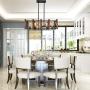 PUZHI HOME Farmhouse Linear Chandelier, 5 Lights Wooden Kitchen Island Lighting Linear Pendant Light Fixture Antique Industrial Metal Dining Room Light