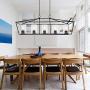 BONLICHT 5 Light Rectangle Farmhouse Chandelier Matte Black Finish with Cylinder Clear Glass Shade Metal Hanging Kitchen Island Pendant Lighting Ceiling Fixture for Dining Room Entryway Living Room