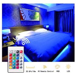 RGB LED Strips Lights Kits 12V Color Changing Strip Lighting with Remote Rope Light for Room, Bedroom, Home, Kitchen Cabinet, Christmas, Party Decoration, Non-Waterproof (32.8FT/10M-RGB)