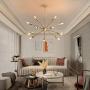 AIGU 12-Lights Chandelier Gold Light Fixture Ceiling Light Fixture Hanging Pendant Lighting Decor Modern Mid Century Brass Light for Living Dining Room Bedroom Kitchen
