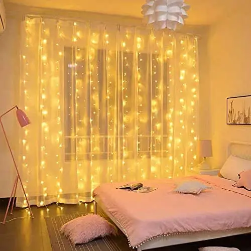 Window Curtain String Light Wedding Party Home Garden Bedroom Backdrop Outdoor Indoor Wall Super Cute Decoration, Warm White Window Curtain String Light Wedding Party Home Garden Bedroom Backdrop Outdoor Indoor Wall Super Cute Decoration, Warm White