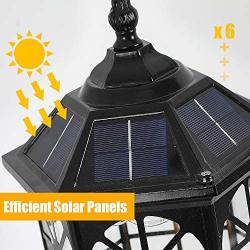 GYDZ Outdoor Solar Post Light Fixture Solar Pier Light Outdoor，Pillar Light for Garden, Front Door, Vintage Window Design Die Cast Aluminum in Oil-Rubbed Black with Clear Glass，Hard Wired Available