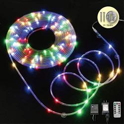 SINAMER LED Rope Light,40 Ft 120 LED Rope Light Outdoor,USB Powered, Plug in, Timer/ Remote, 8 Modes LED Rope Light for Bedroom, Patio, Chrismas, Halloween (Multicolor)