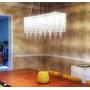 Moooni Rectangular Crystal Chandelier Modern Rectangle Linear Chandeliers Raindrop Island Lighting Fixture for Dining Room Kitchen L31.5'' x W8'' 7 Lights