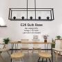 5 Light VINLUZ Modern Linear Kitchen Island Chandelier Black Finish with Clear Glass Shade Cage Pendant Ligh Hanging for Dining Room Kitchen Island Cafe Bar Restaurant