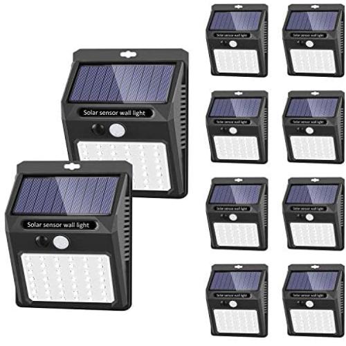 Solar Lights Outdoor [42 LED/3 Working Mode], SEZAC Solar Security Lights Solar Motion Sensor Lights Wireless IP 65 Waterproof Outdoor Lights for Garden Fence Patio Garage (10 Pack)