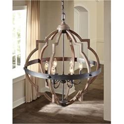 Sea Gull Lighting 5124906-846 Socorro Transitional Six Hall/Foyer Hanging Modern Light Fixture, Stardust/Cerused Oak Finish