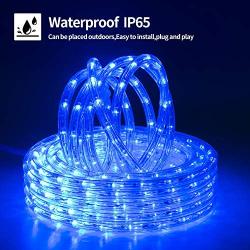 Blue LED Rope Lights Outdoor Strip Lights Waterproof Kit 39ft/12m Flexible Connectable 110V Decorative Light with 432pcs LEDs Cuttable for Garden Stairs Balcony Party.